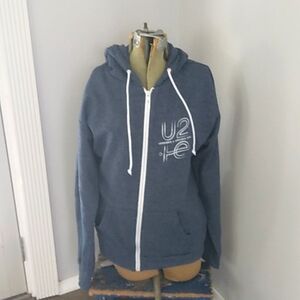 U2 EXPERIENCE & INNOCENCE  CONCERT COTTON POLY NAVY FULL ZIP AWDIS HOODIE MENS M